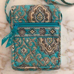 Vera Bradley Retired Blue and Tan Paisley Hipster Crossbody Bag